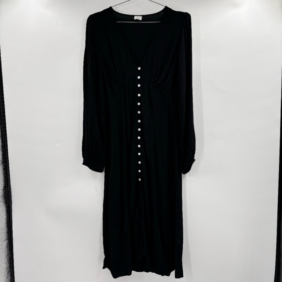 Wilfred Long Sleeve Button Down Midi Dress Black Size Large - Picture 3 of 10